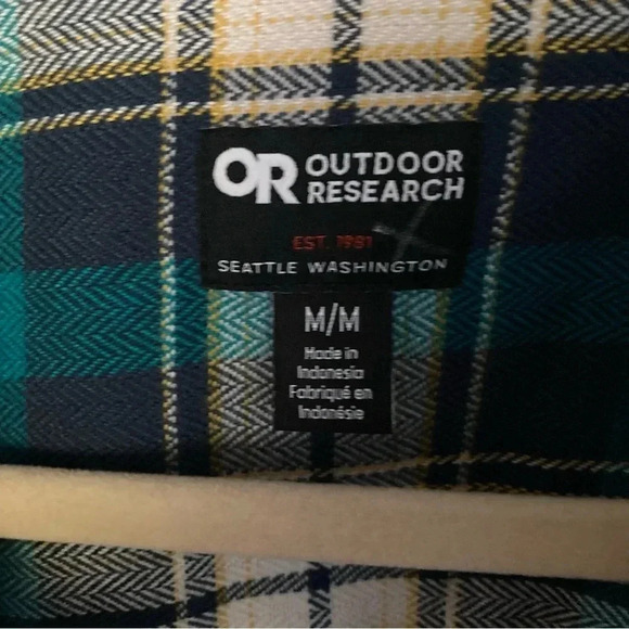 NWOT Outdoor Research Feedback Flannel Shirt Size Medium in Deep Lake Plaid Blue - Picture 4 of 6